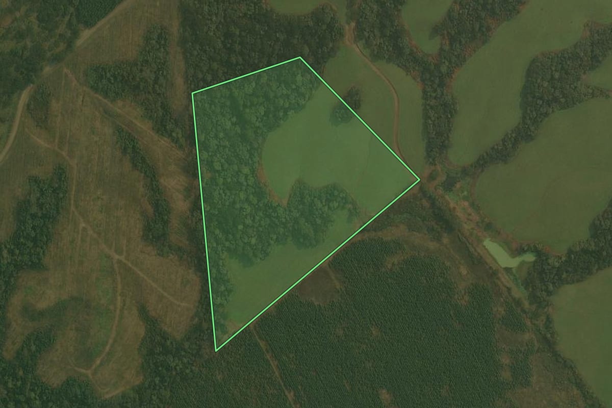 Imagem de satélite do imóvel rural em Otacílio Costa (SC), com o contorno declarado no CAR desenhado por cima.