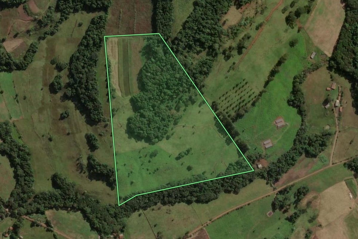 Imagem de satélite do imóvel rural em Ouro (SC), com o contorno declarado no CAR desenhado por cima.