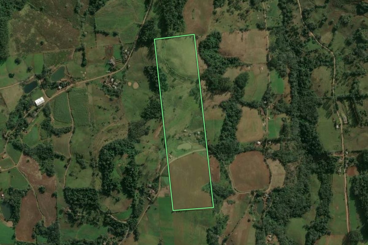Imagem de satélite do imóvel rural em Paial (SC), com o contorno declarado no CAR desenhado por cima.