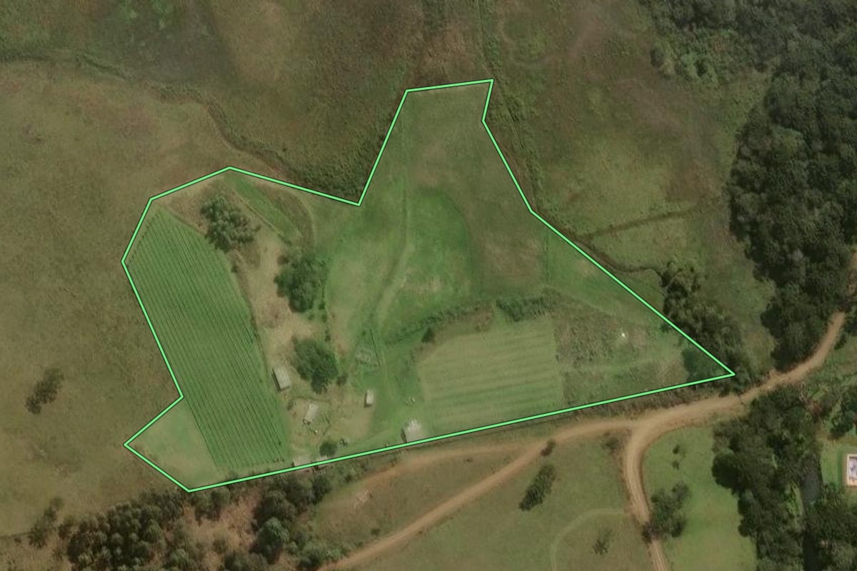 Imagem de satélite do imóvel rural em Painel (SC), com o contorno declarado no CAR desenhado por cima.