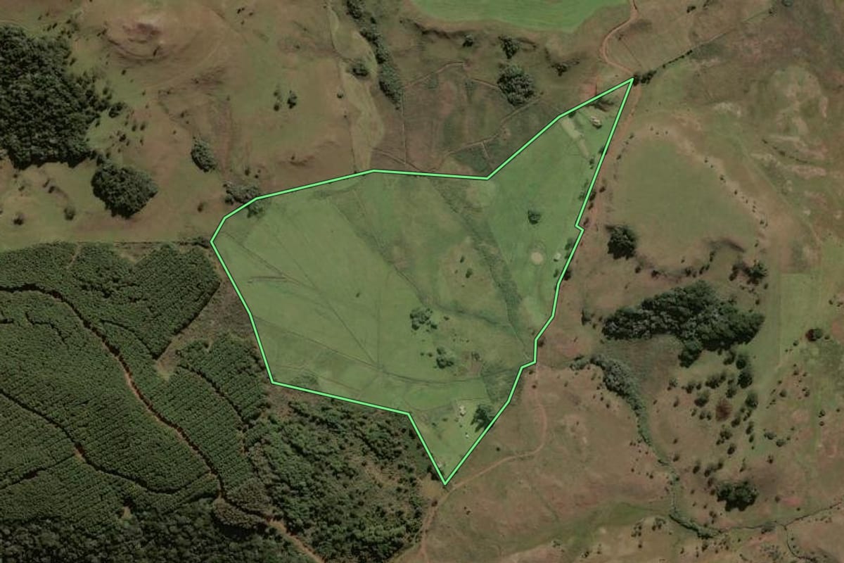 Imagem de satélite do imóvel rural em Painel (SC), com o contorno declarado no CAR desenhado por cima.