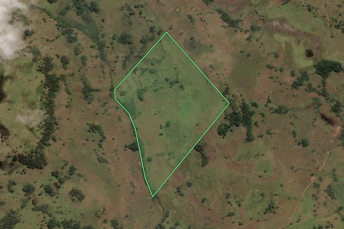 Imagem de satélite do imóvel rural em Painel (SC), com o contorno declarado no CAR desenhado por cima.