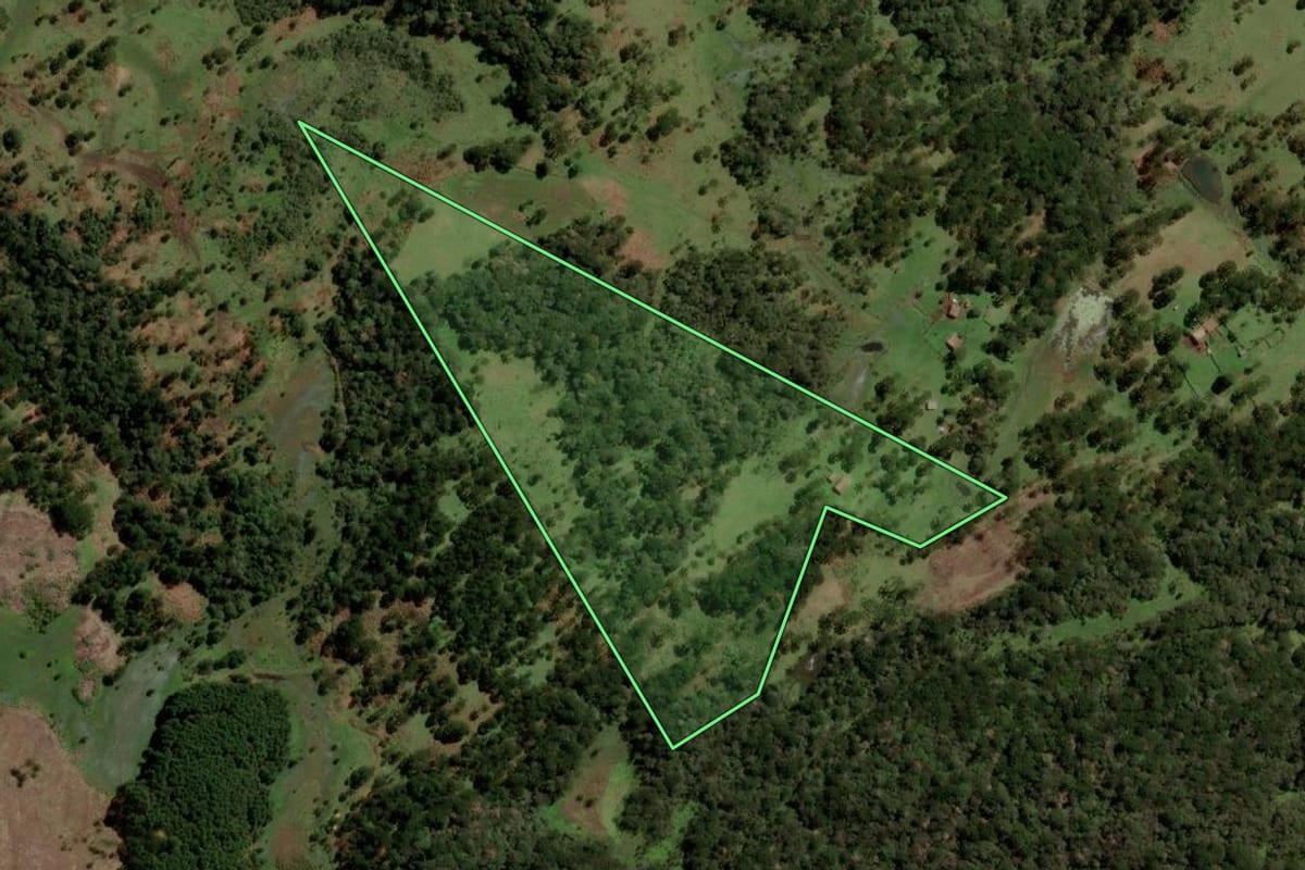 Imagem de satélite do imóvel rural em Painel (SC), com o contorno declarado no CAR desenhado por cima.