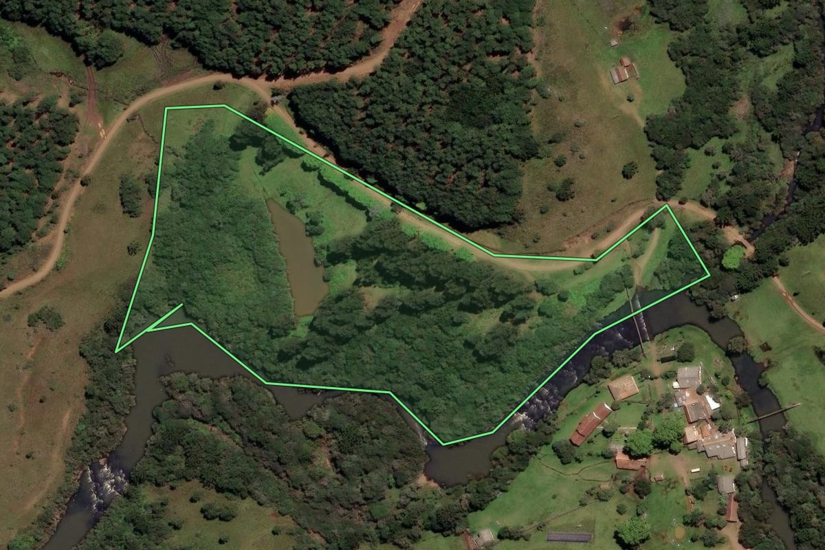 Imagem de satélite do imóvel rural em Painel (SC), com o contorno declarado no CAR desenhado por cima.