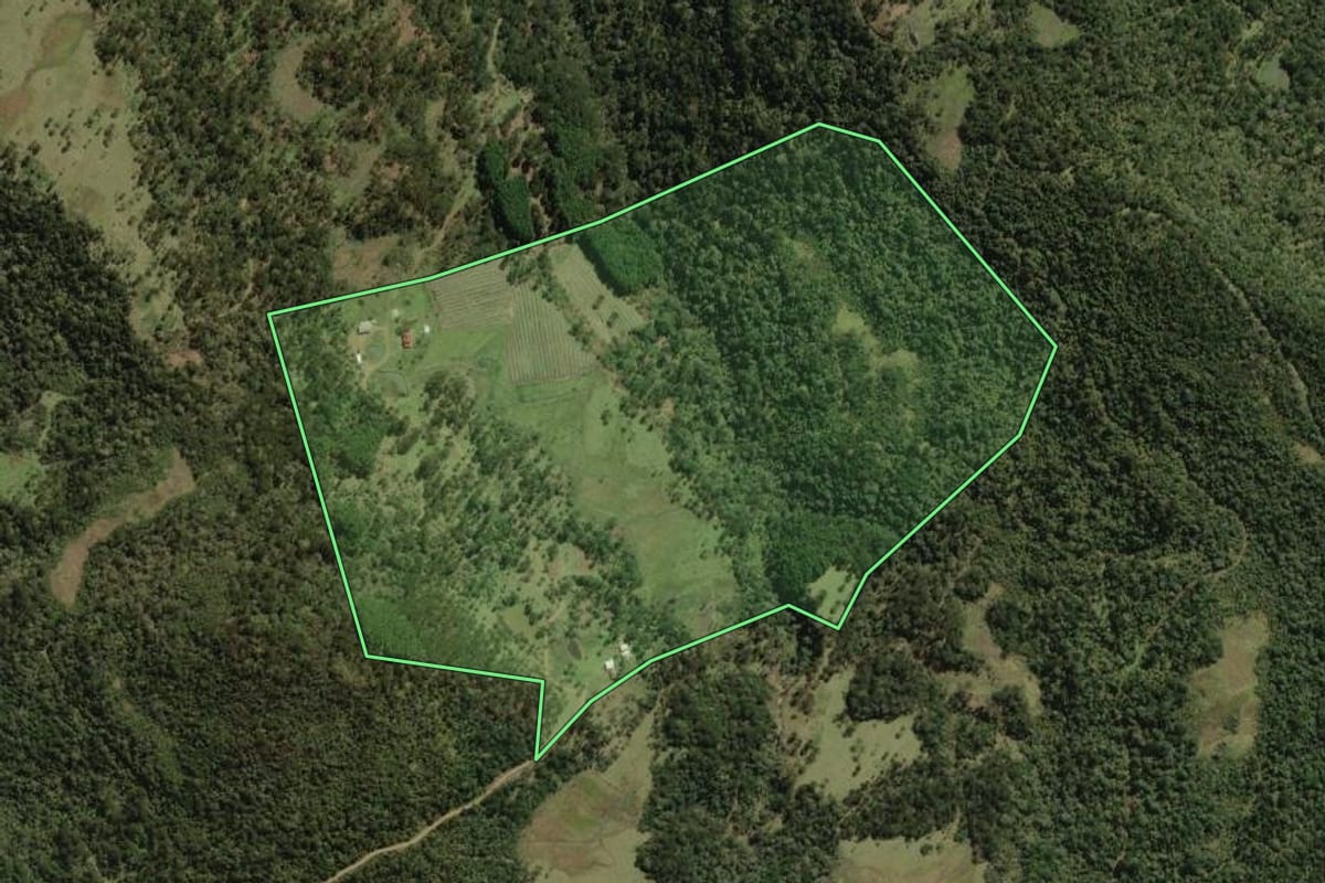 Imagem de satélite do imóvel rural em Painel (SC), com o contorno declarado no CAR desenhado por cima.