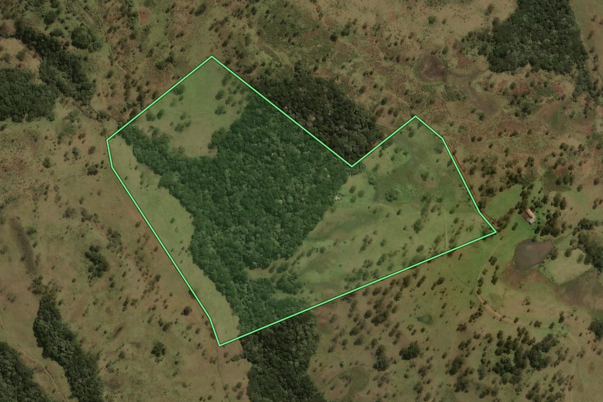 Imagem de satélite do imóvel rural em Painel (SC), com o contorno declarado no CAR desenhado por cima.