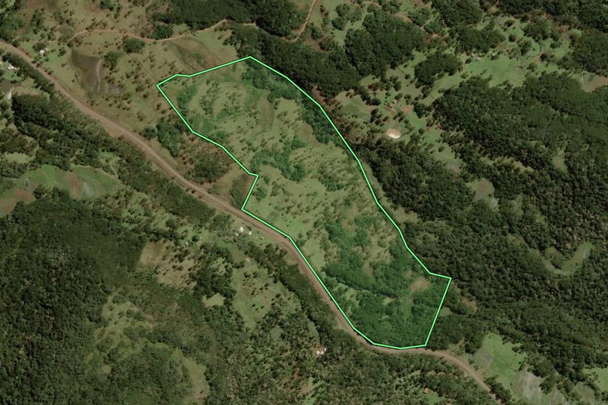 Imagem de satélite do imóvel rural em Painel (SC), com o contorno declarado no CAR desenhado por cima.