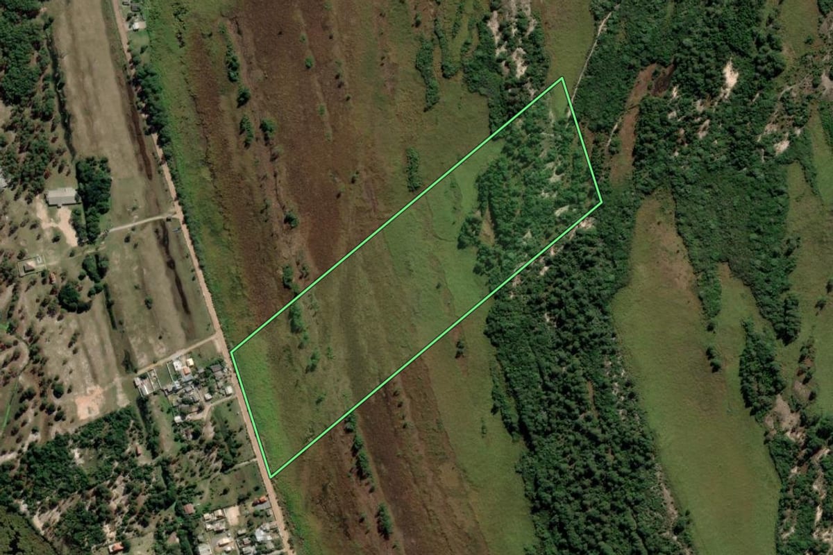 Imagem de satélite do imóvel rural em Palhoça (SC), com o contorno declarado no CAR desenhado por cima.