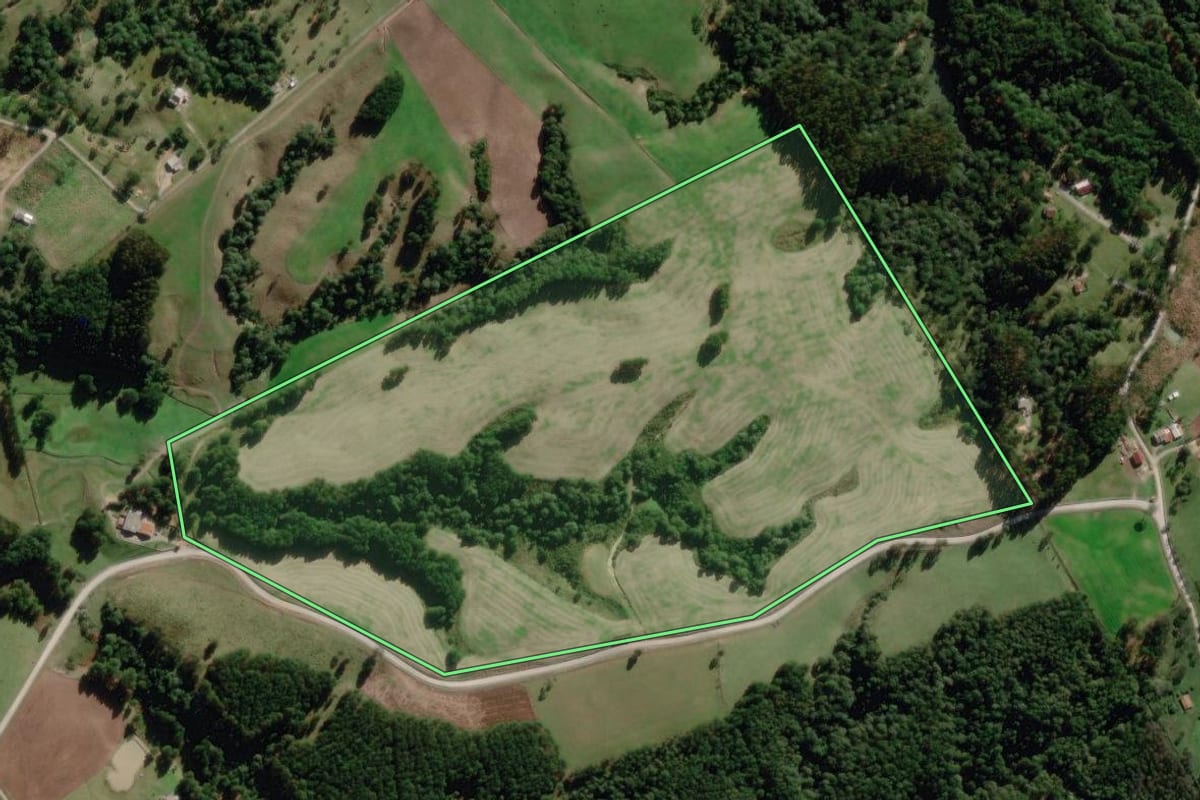 Imagem de satélite do imóvel rural em Palmeira (SC), com o contorno declarado no CAR desenhado por cima.