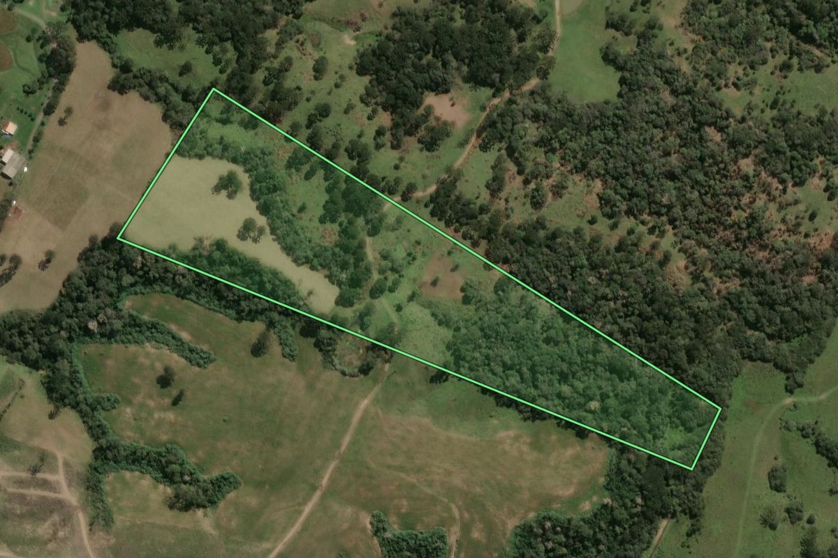 Imagem de satélite do imóvel rural em Palmeira (SC), com o contorno declarado no CAR desenhado por cima.