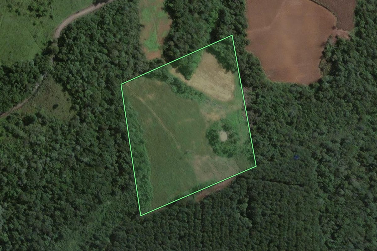 Imagem de satélite do imóvel rural em Papanduva (SC), com o contorno declarado no CAR desenhado por cima.