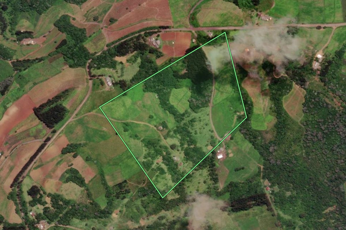 Imagem de satélite do imóvel rural em Papanduva (SC), com o contorno declarado no CAR desenhado por cima.