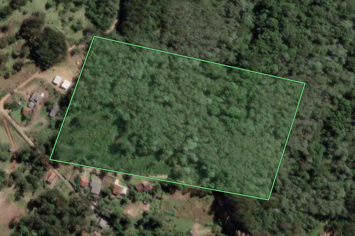 Imagem de satélite do imóvel rural em Papanduva (SC), com o contorno declarado no CAR desenhado por cima.