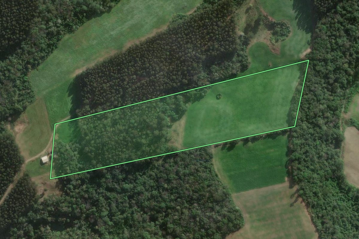 Imagem de satélite do imóvel rural em Papanduva (SC), com o contorno declarado no CAR desenhado por cima.
