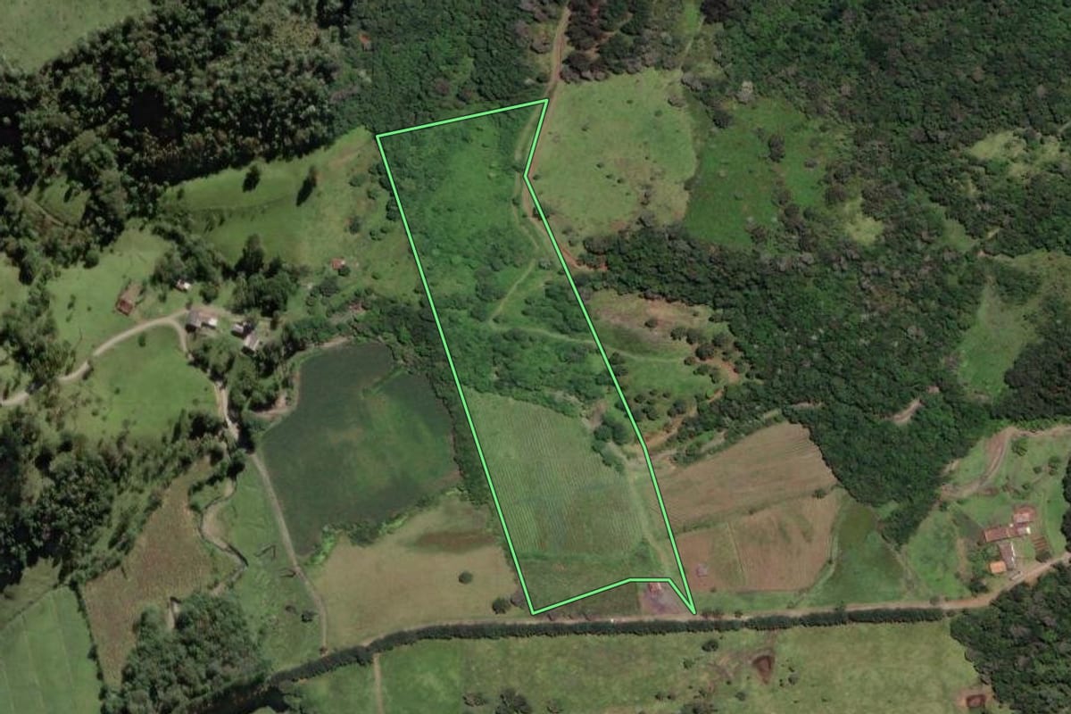 Imagem de satélite do imóvel rural em Papanduva (SC), com o contorno declarado no CAR desenhado por cima.