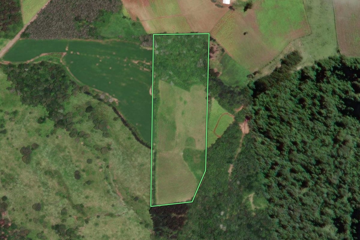 Imagem de satélite do imóvel rural em Papanduva (SC), com o contorno declarado no CAR desenhado por cima.