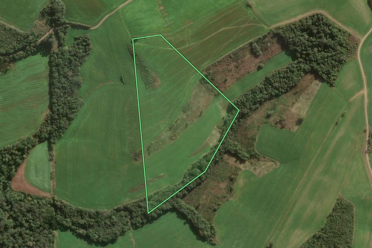Imagem de satélite do imóvel rural em Papanduva (SC), com o contorno declarado no CAR desenhado por cima.