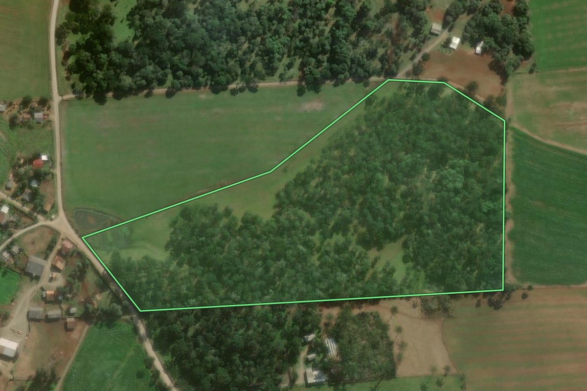 Imagem de satélite do imóvel rural em Papanduva (SC), com o contorno declarado no CAR desenhado por cima.