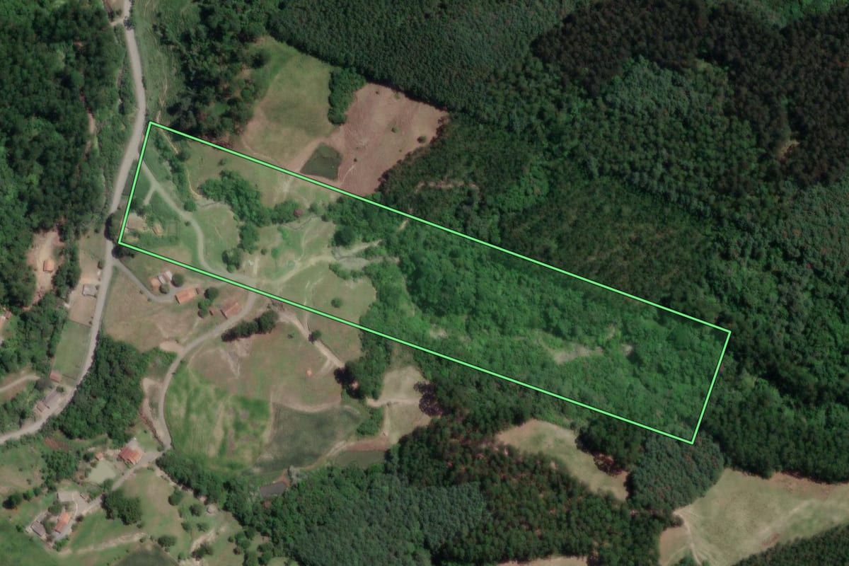 Imagem de satélite do imóvel rural em Petrolândia (SC), com o contorno declarado no CAR desenhado por cima.