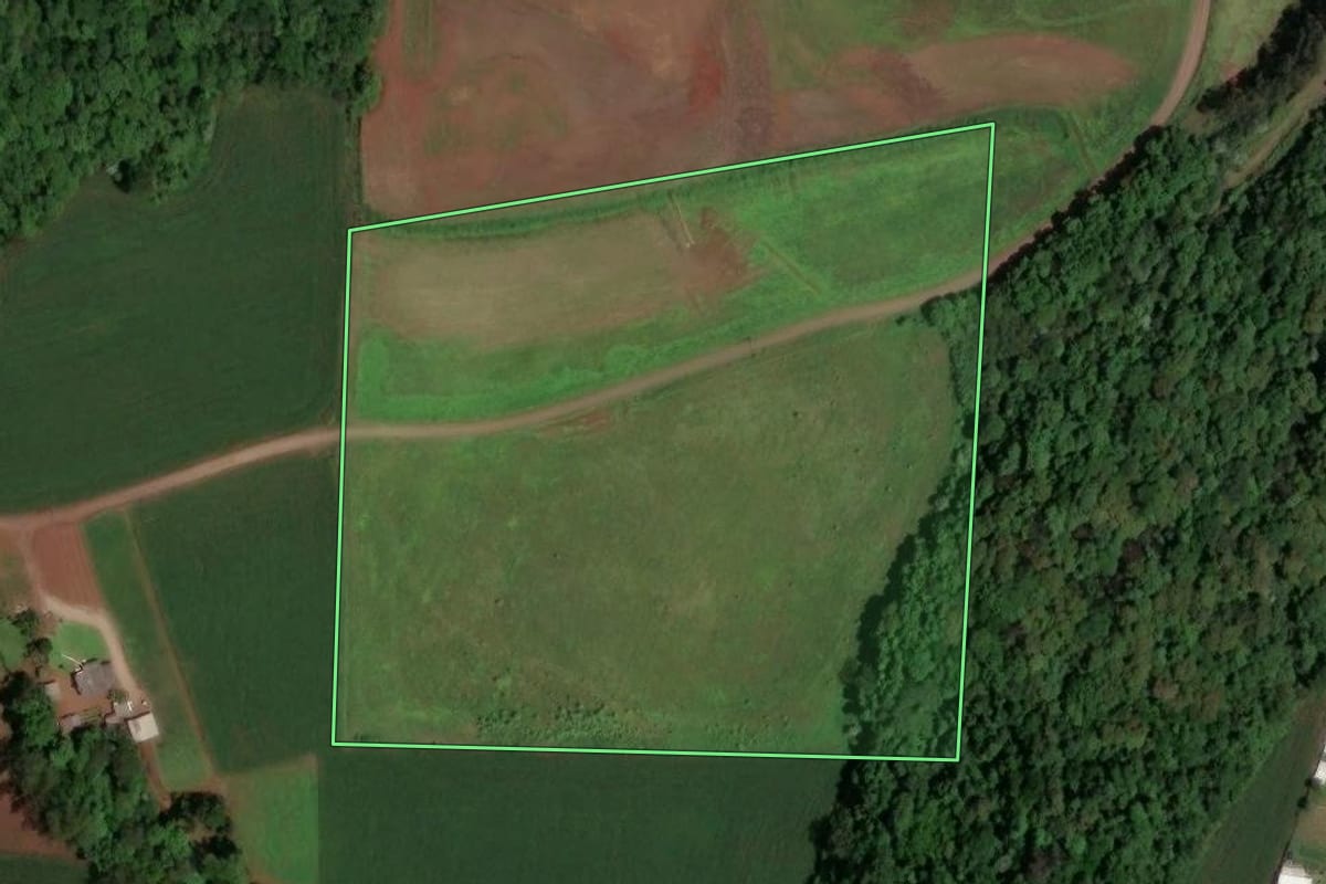 Imagem de satélite do imóvel rural em Pinhalzinho (SC), com o contorno declarado no CAR desenhado por cima.