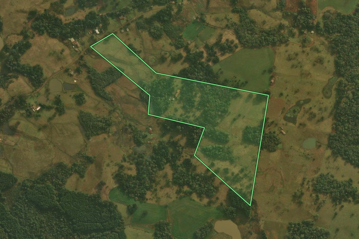 Imagem de satélite do imóvel rural em Ponte Alta (SC), com o contorno declarado no CAR desenhado por cima.