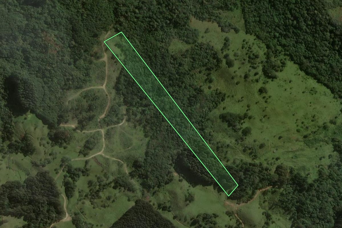 Imagem de satélite do imóvel rural em Ponte Alta (SC), com o contorno declarado no CAR desenhado por cima.