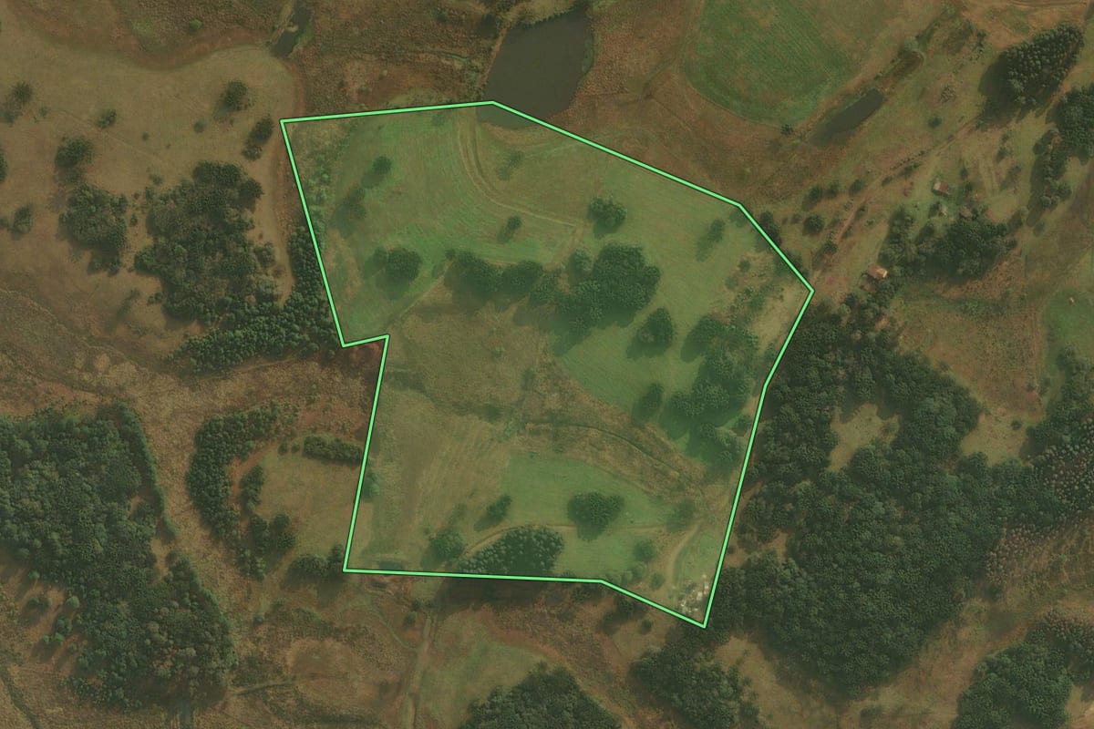 Imagem de satélite do imóvel rural em Ponte Alta (SC), com o contorno declarado no CAR desenhado por cima.