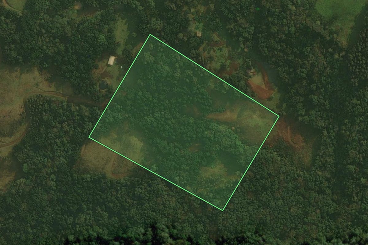 Imagem de satélite do imóvel rural em Ponte Alta (SC), com o contorno declarado no CAR desenhado por cima.