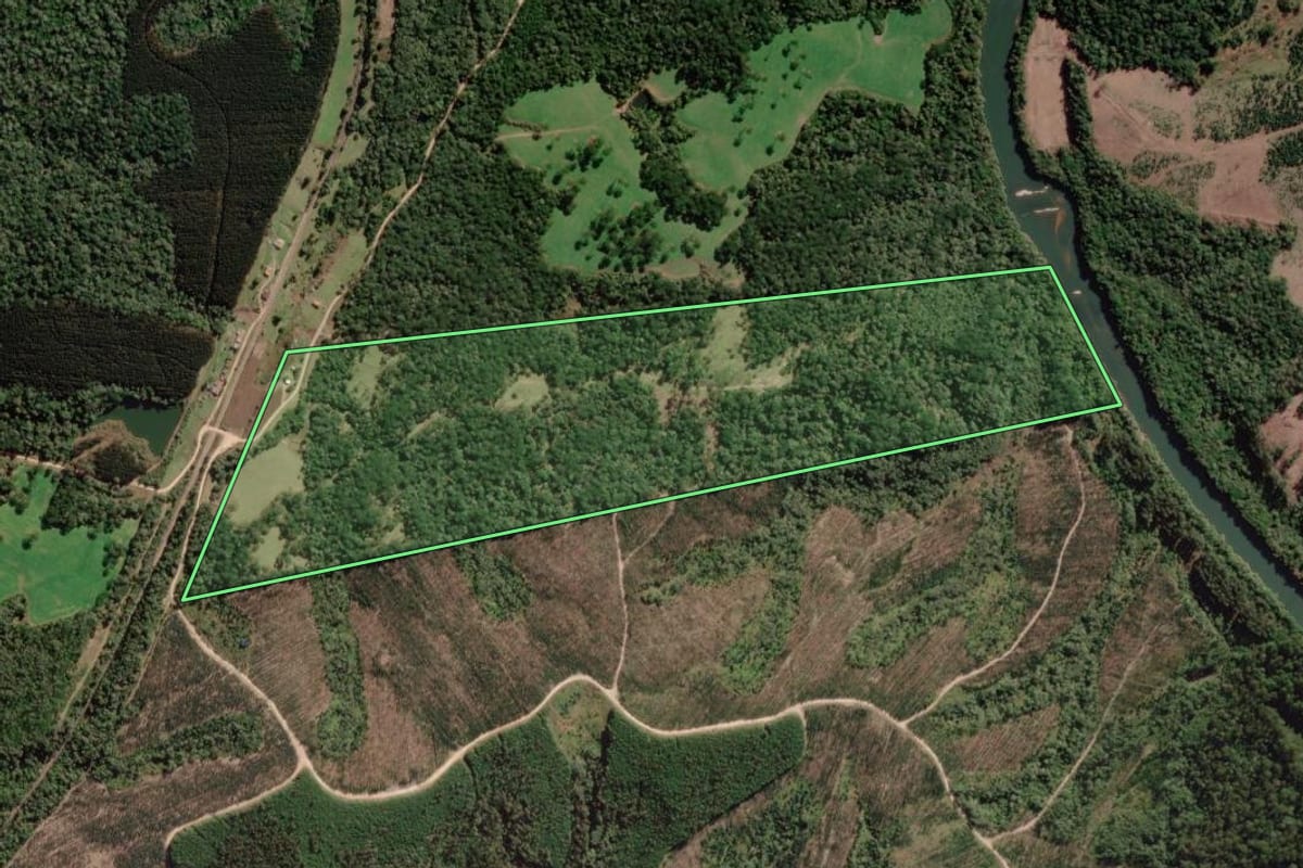 Imagem de satélite do imóvel rural em Ponte Alta (SC), com o contorno declarado no CAR desenhado por cima.