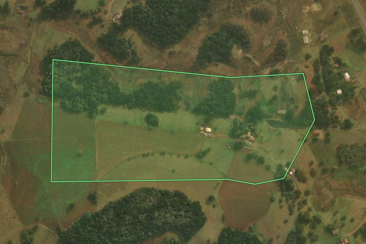 Imagem de satélite do imóvel rural em Ponte Alta (SC), com o contorno declarado no CAR desenhado por cima.