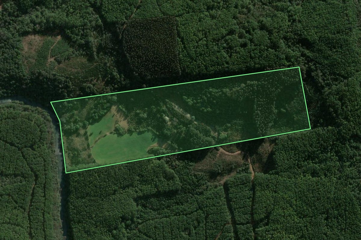 Imagem de satélite do imóvel rural em Ponte Serrada (SC), com o contorno declarado no CAR desenhado por cima.
