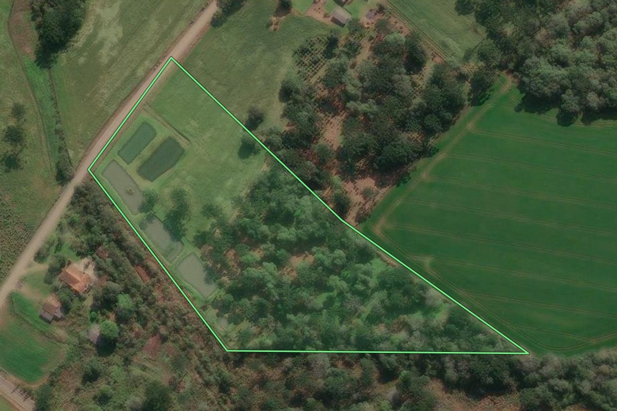 Imagem de satélite do imóvel rural em Porto União (SC), com o contorno declarado no CAR desenhado por cima.