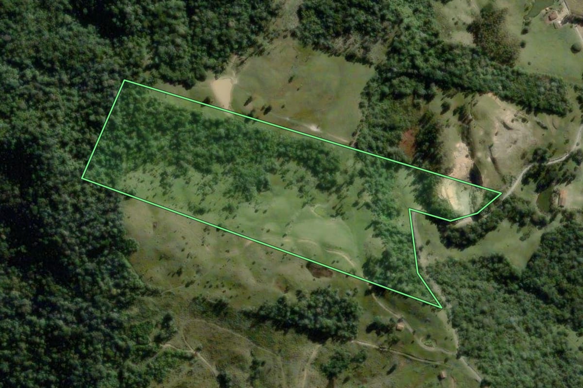Imagem de satélite do imóvel rural em Pouso Redondo (SC), com o contorno declarado no CAR desenhado por cima.