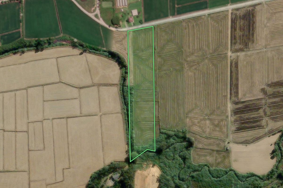 Imagem de satélite do imóvel rural em Pouso Redondo (SC), com o contorno declarado no CAR desenhado por cima.