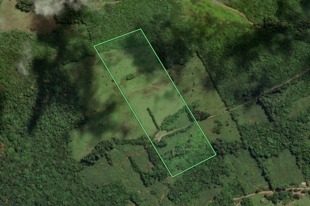 Imagem de satélite do imóvel rural em Praia Grande (SC), com o contorno declarado no CAR desenhado por cima.