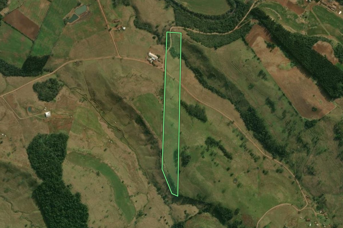 Imagem de satélite do imóvel rural em Princesa (SC), com o contorno declarado no CAR desenhado por cima.