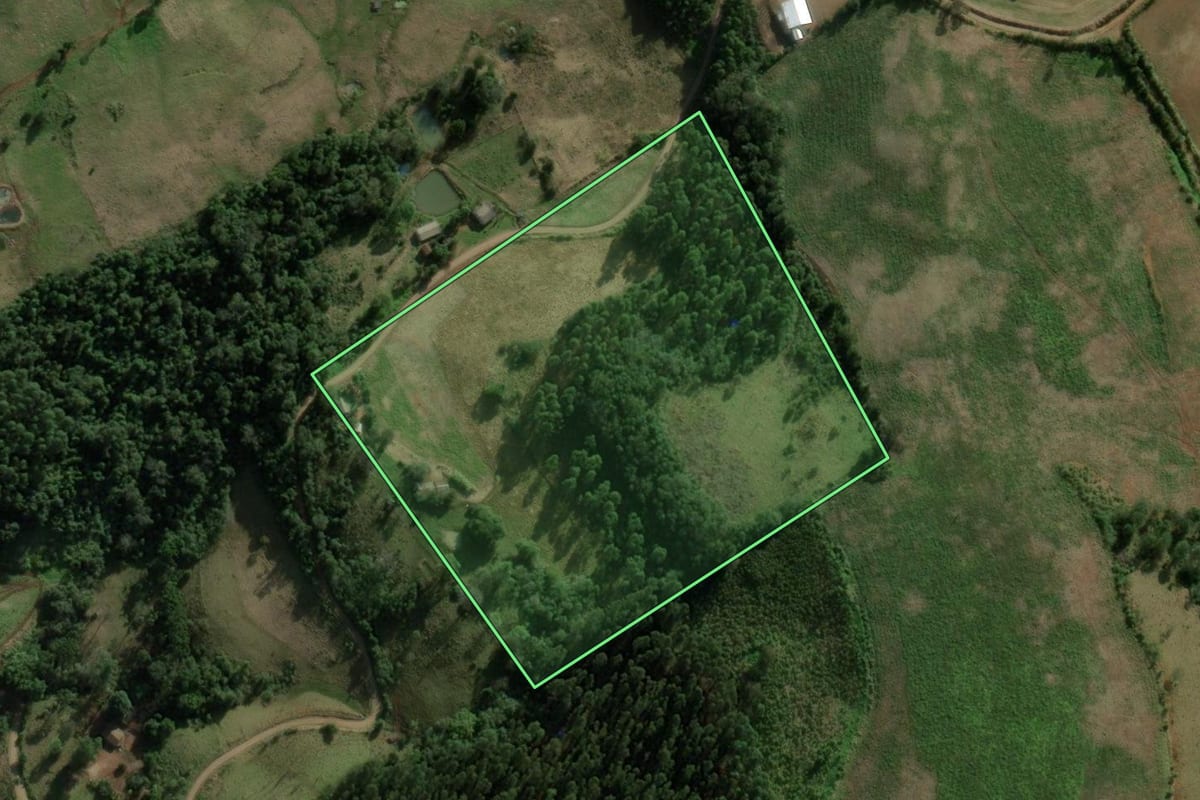 Imagem de satélite do imóvel rural em Quilombo (SC), com o contorno declarado no CAR desenhado por cima.