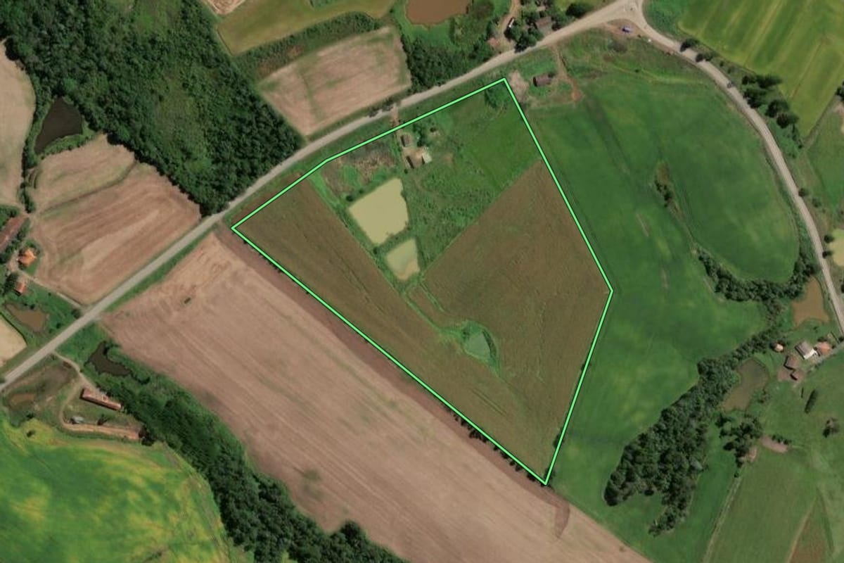 Imagem de satélite do imóvel rural em Rio do Campo (SC), com o contorno declarado no CAR desenhado por cima.