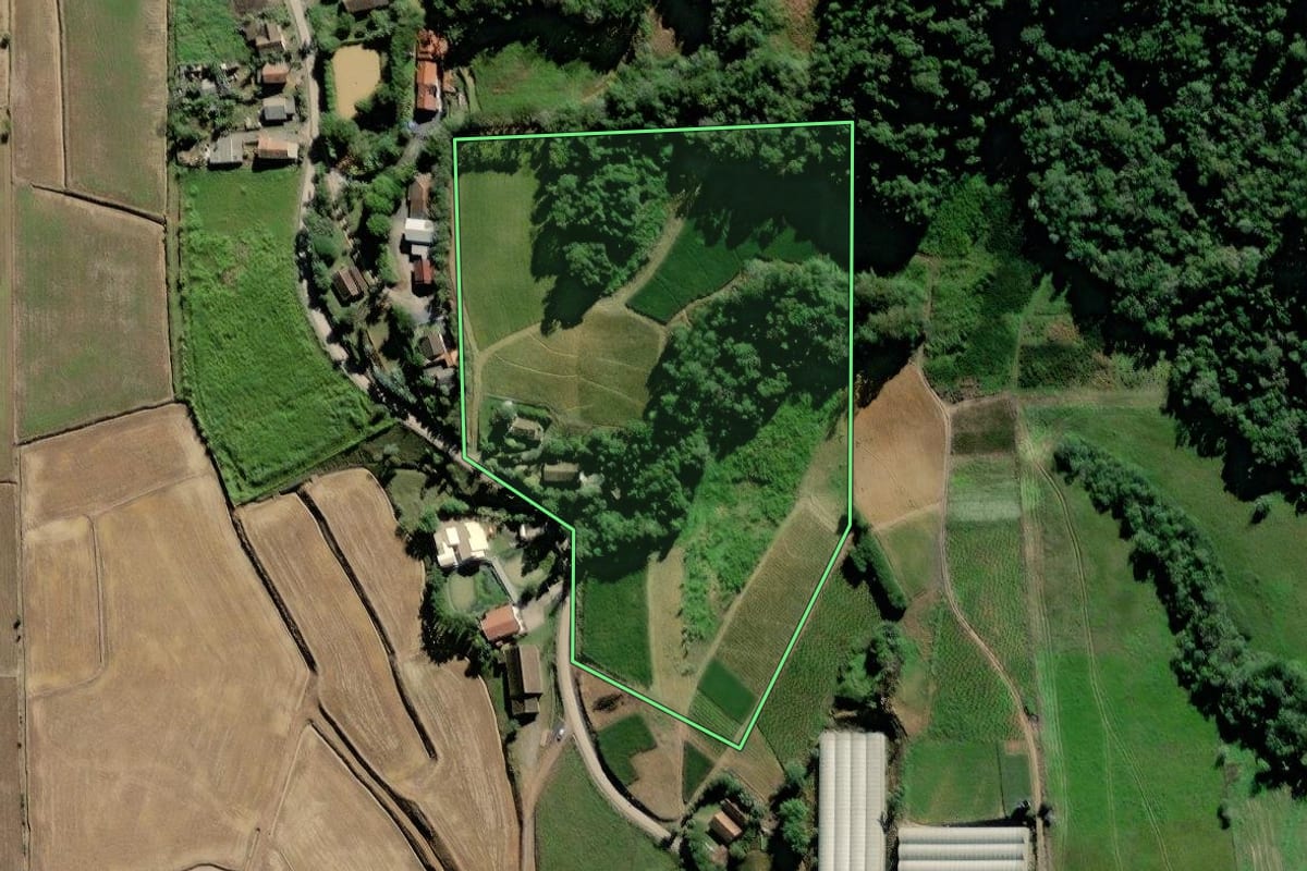 Imagem de satélite do imóvel rural em Rio do Oeste (SC), com o contorno declarado no CAR desenhado por cima.