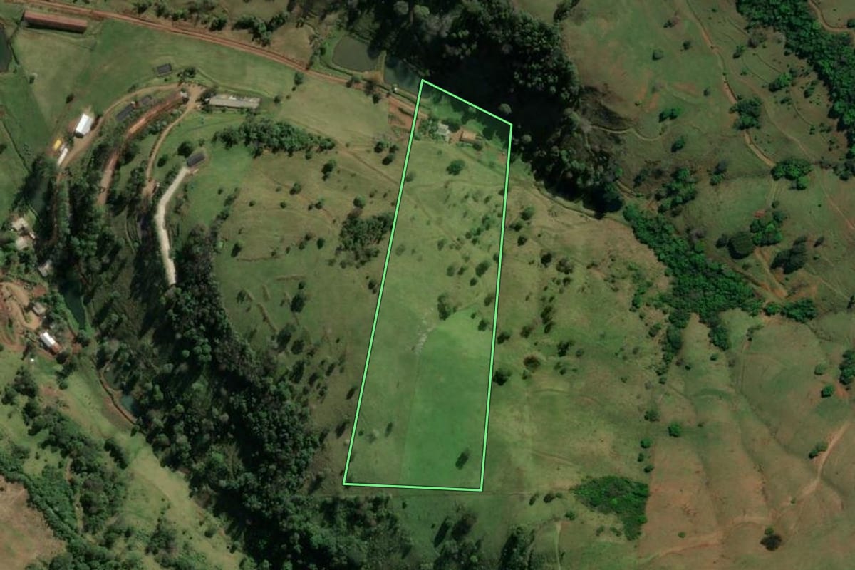 Imagem de satélite do imóvel rural em Riqueza (SC), com o contorno declarado no CAR desenhado por cima.