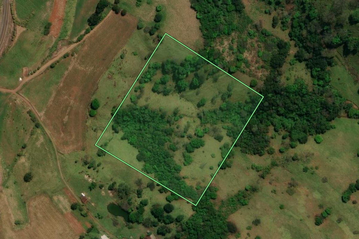 Imagem de satélite do imóvel rural em Romelândia (SC), com o contorno declarado no CAR desenhado por cima.