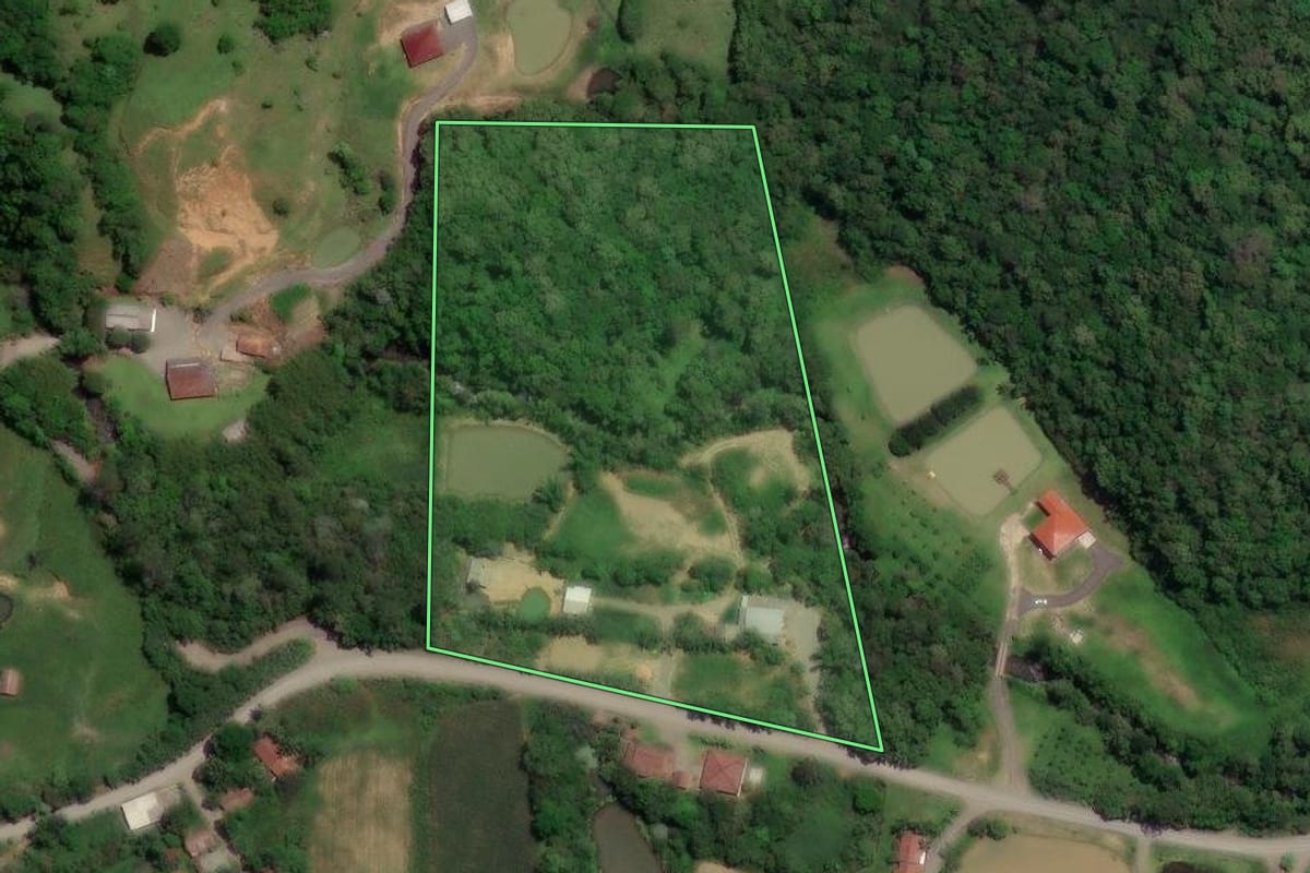 Imagem de satélite do imóvel rural em Salete (SC), com o contorno declarado no CAR desenhado por cima.