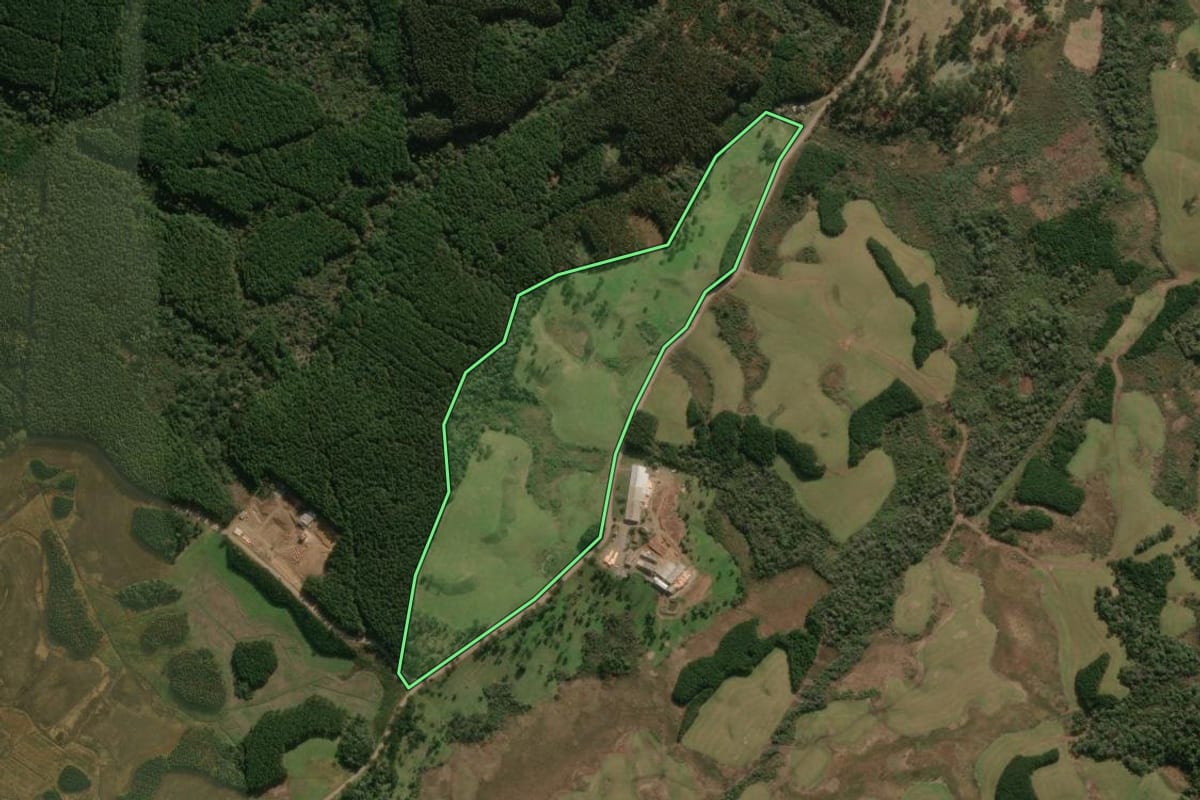 Imagem de satélite do imóvel rural em Santa Cecília (SC), com o contorno declarado no CAR desenhado por cima.