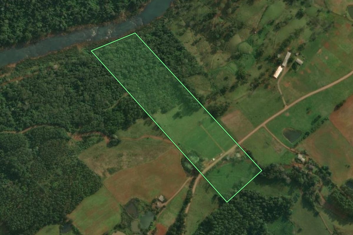 Imagem de satélite do imóvel rural em Santa Helena (SC), com o contorno declarado no CAR desenhado por cima.