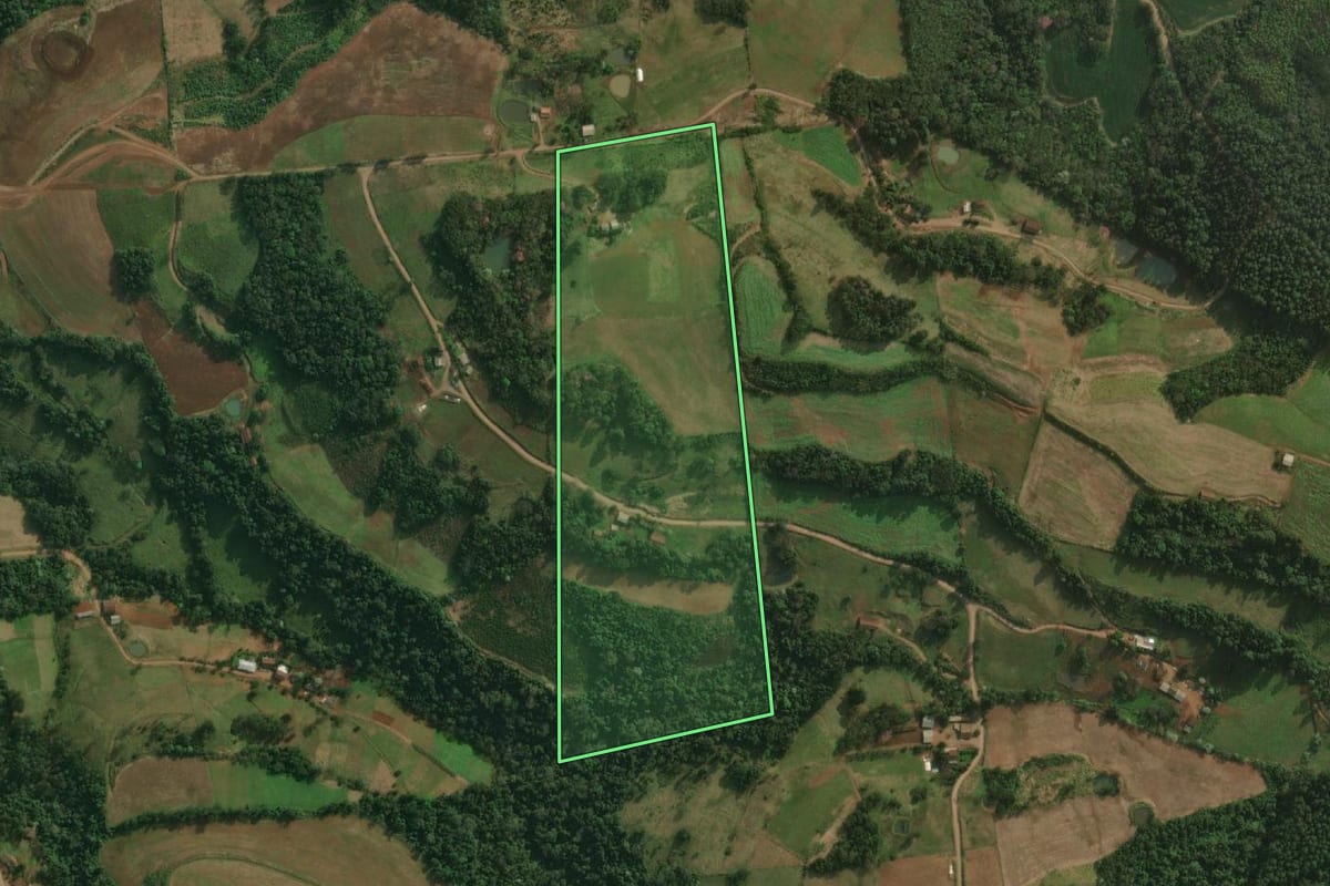 Imagem de satélite do imóvel rural em Santa Helena (SC), com o contorno declarado no CAR desenhado por cima.