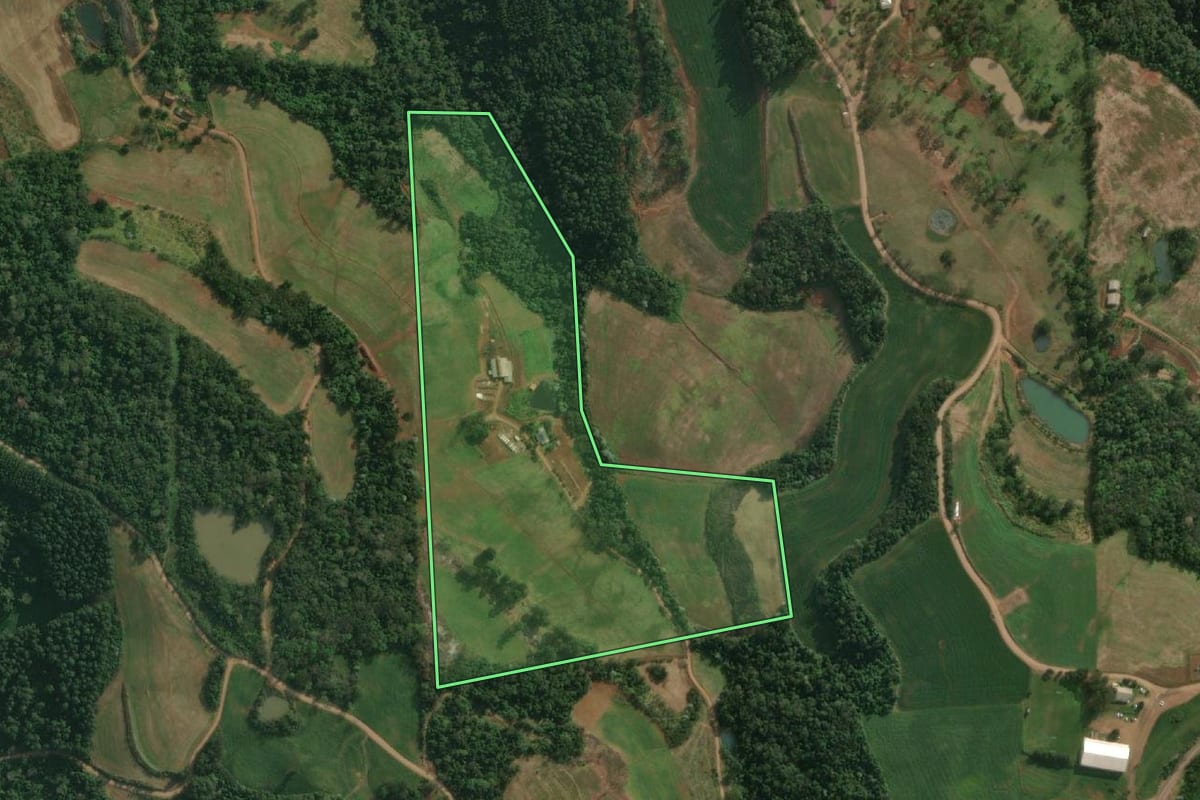 Imagem de satélite do imóvel rural em Santa Helena (SC), com o contorno declarado no CAR desenhado por cima.
