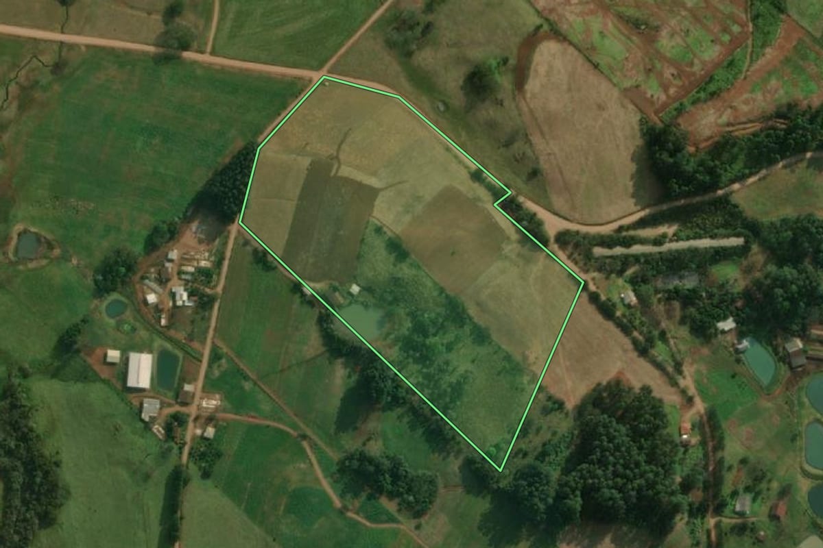 Imagem de satélite do imóvel rural em Santa Helena (SC), com o contorno declarado no CAR desenhado por cima.
