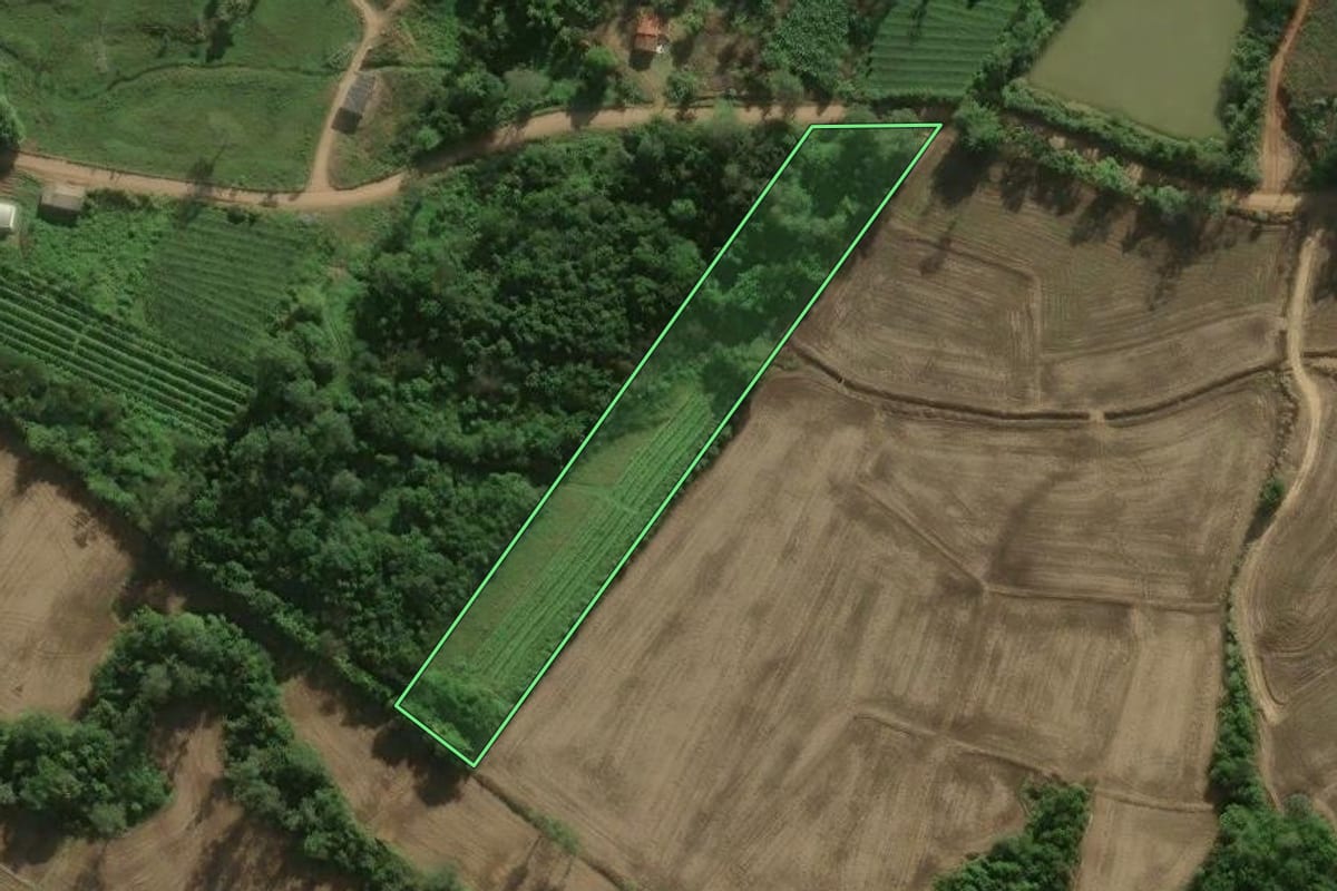 Imagem de satélite do imóvel rural em Santa Rosa do Sul (SC), com o contorno declarado no CAR desenhado por cima.