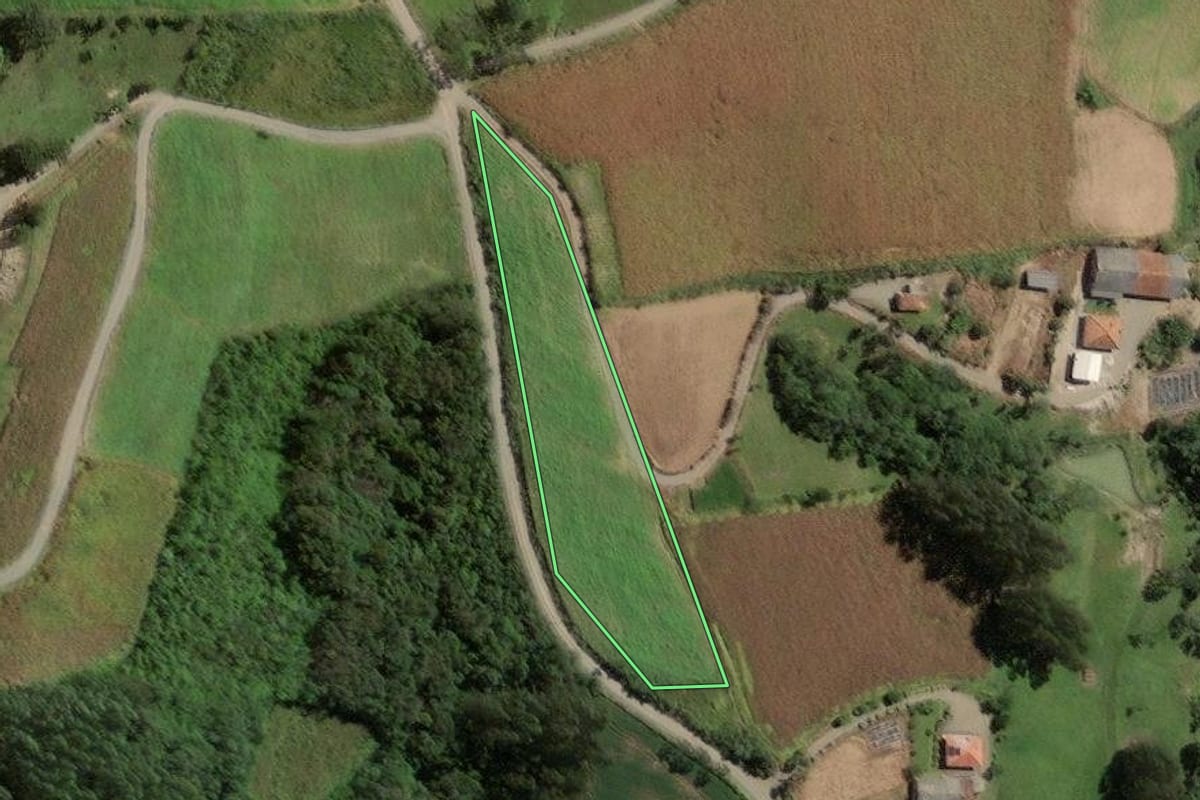 Imagem de satélite do imóvel rural em Santa Terezinha (SC), com o contorno declarado no CAR desenhado por cima.