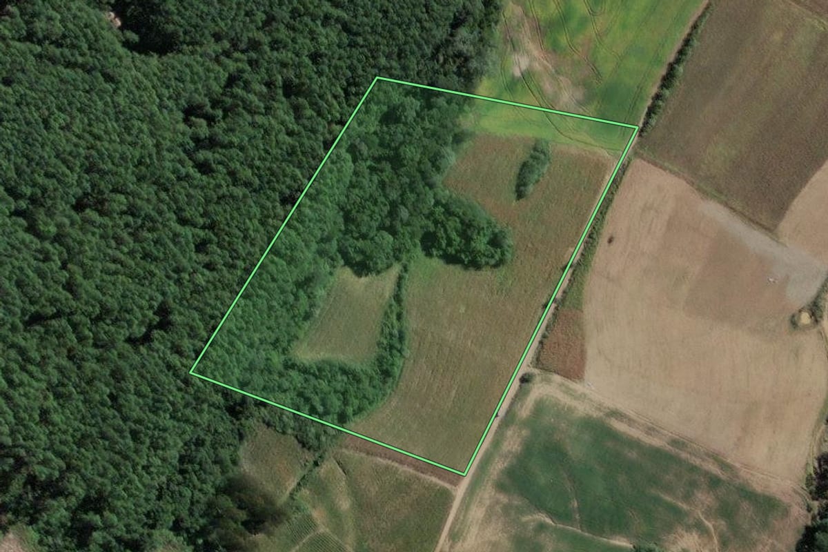 Imagem de satélite do imóvel rural em Santa Terezinha (SC), com o contorno declarado no CAR desenhado por cima.